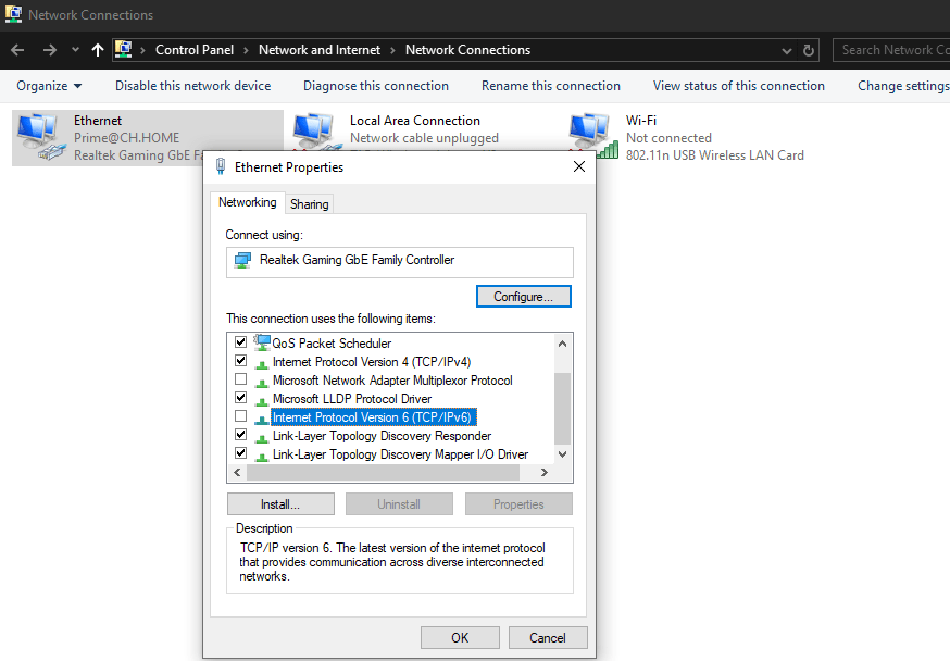 Temporarily disable IPv6 support
